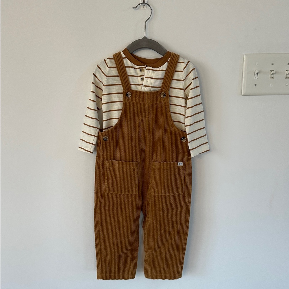Sammy + Nat Tan Corduroy Kids Overalls